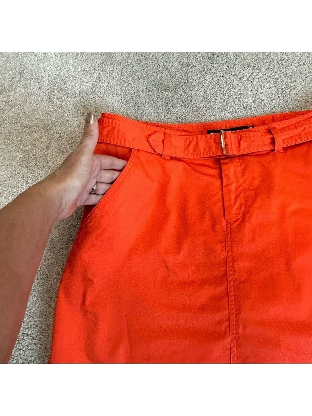 Ralph Lauren golf bright orange belted mini skirt skort Sz 10 - Picture 3 of 13